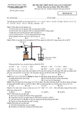 Đề thi thử THPT quốc gia lần I năm 2017 bài thi khoa học tự nhiên môn Hóa Học - Mã đề thi 132